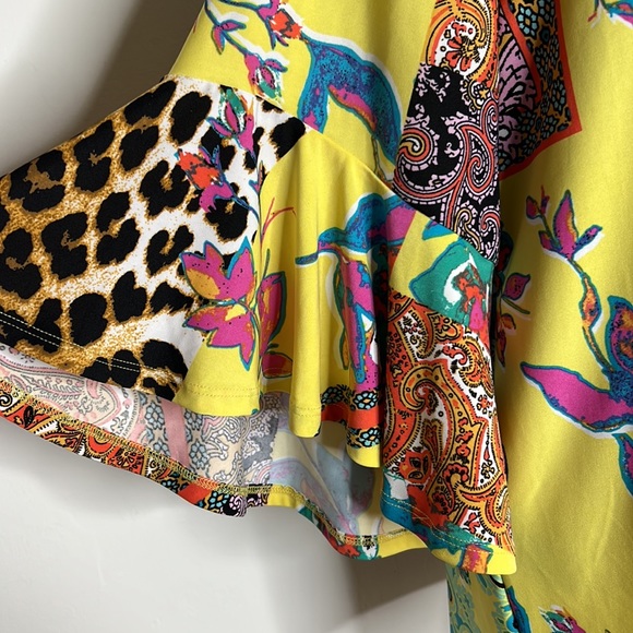 MELISSA PAGE Embellished Print Bell Sleeve Top S - Picture 6 of 8